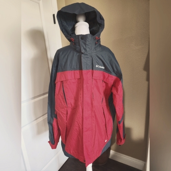EUC Men's Columbia Omni Tech Red Gray Removable Hood Jacket, Size Large - Picture 2 of 15